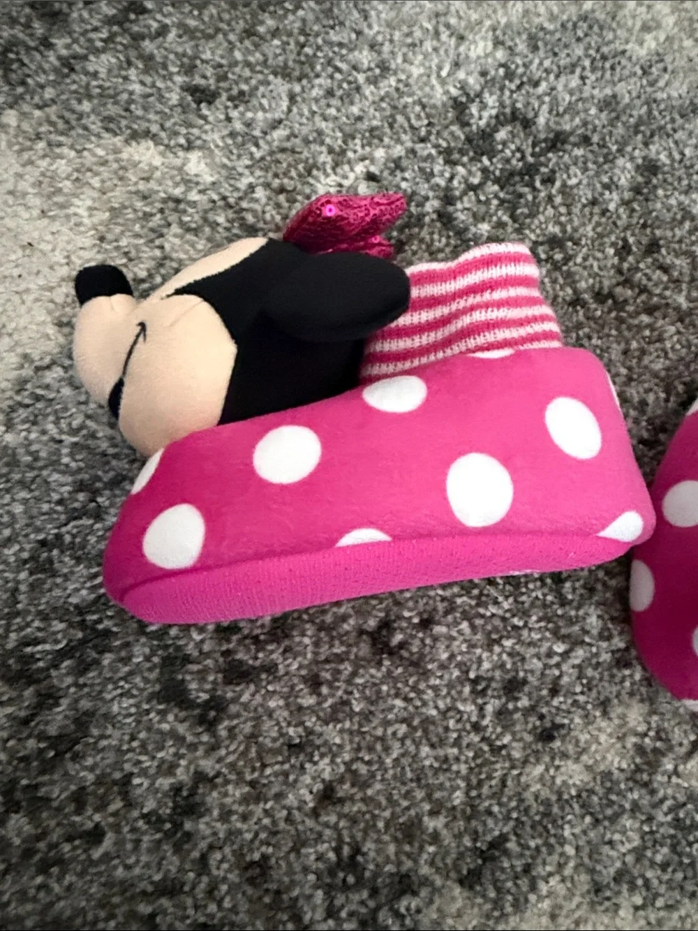 Minnie Mouse Pink Polka Dot Toddler Slippers